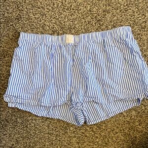 Blue striped pajama shorts